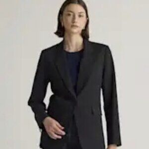 Quince Black Italian Wool Long Blazer, Size L